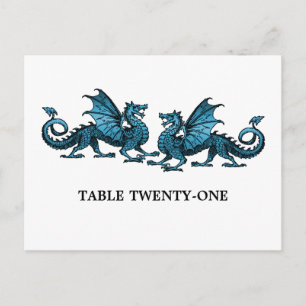 Blue Elegante Dragons Tischnummer Postkarte