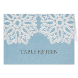 Blue Elegante Lace Tischnummer Card