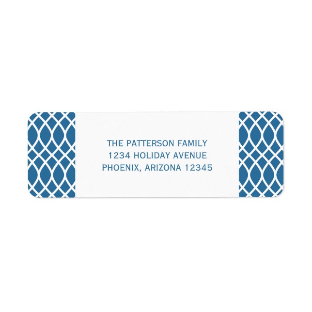 Blue Elegante Lattice Holiday Address Labels (Vorne)