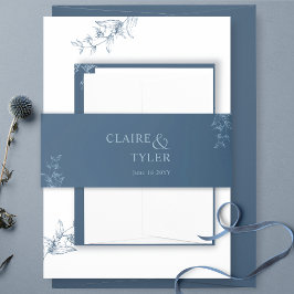 Blue Elegante Moderne und Minimale Hochzeit Einladungsbanderole