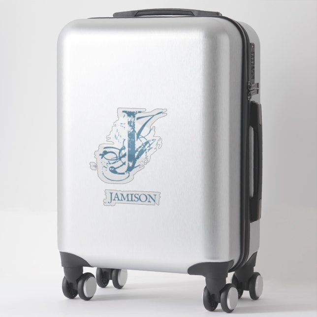 Blue Elegante Monogram Logo Name Business Bumper Aufkleber (Koffer)