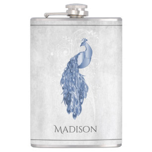 Blue Elegante Peacock Flask Flachmann