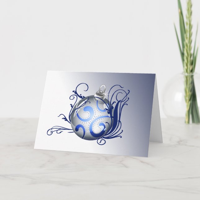Blue elegante Weihnachtsgrußkarten Feiertagskarte (Vorderseite)