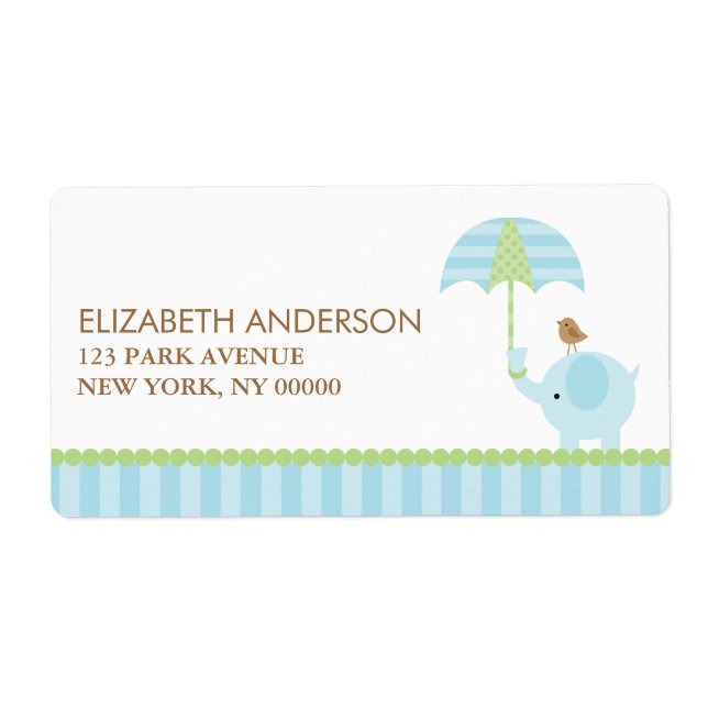 Blue Elephant Address Labels (Vorne)