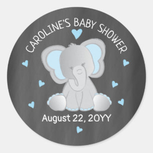 Blue Elephant auf Chalkboard Baby Shower Sticker