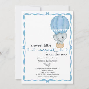 Blue Elephant Baby Boy Douche Invitation