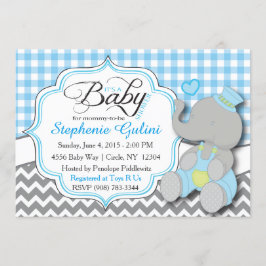 Blue Elephant Baby Boy Dusche einladen Einladung