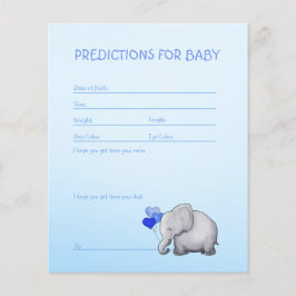 Blue Elephant Baby Boy Shower Predictions Game Flyer