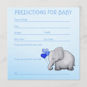 Blue Elephant Baby Boy Shower Vorhersagen für Baby Einladung
