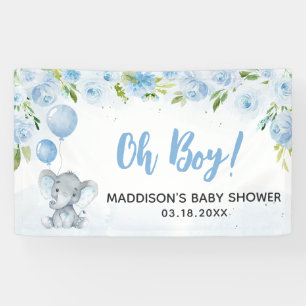 Blue Elephant Baby Dusche Banner