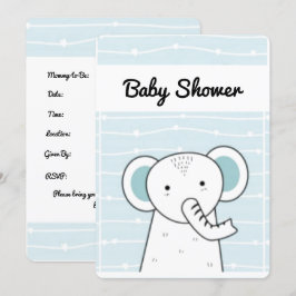 Blue Elephant Baby Dusche Einladung