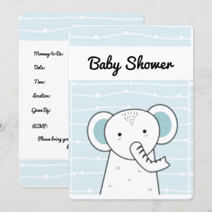 Blue Elephant Baby Dusche Einladung