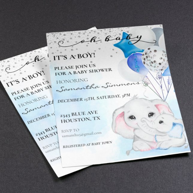 Blue Elephant Baby Dusche Es ist ein Boy Balloons (Von Creator hochgeladen)