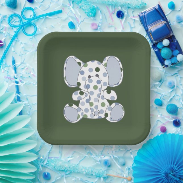 Blue Elephant Baby Dusche Pappteller (Party)