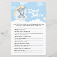 Blue Elephant Baby Dusche Vater Jokes Game