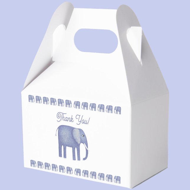 Blue Elephant Baby Dusche Vielen Dank Geschenkschachtel (Blue Elephant thank you favor box)