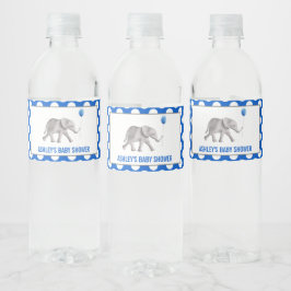 Blue Elephant Baby Dusche Wasserflaschen Labels