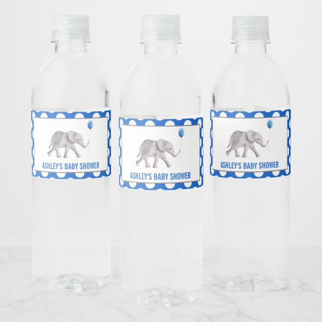 Blue Elephant Baby Dusche Wasserflaschen Labels (Flaschen)