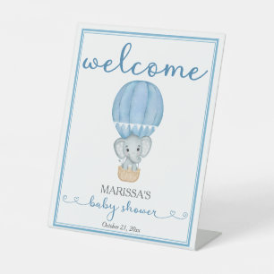 Blue Elephant Baby Dusche Willkommen Sockelschild