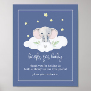Blue Elephant Baby Showbücher für Baby Poster