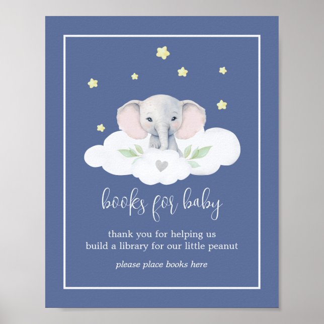Blue Elephant Baby Showbücher für Baby Poster (Vorne)