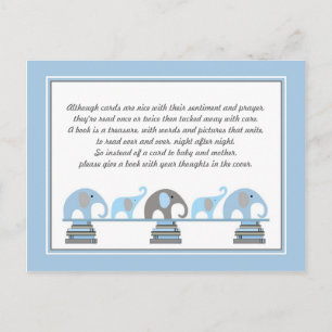 Blue Elephant Baby Showbuchkarte Einladungspostkarte