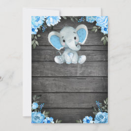Blue Elephant Baby Showeinlage Einladung