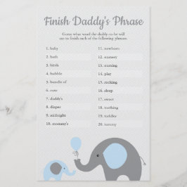Blue Elephant Baby Shower beenden Daddy's Phrase Flyer