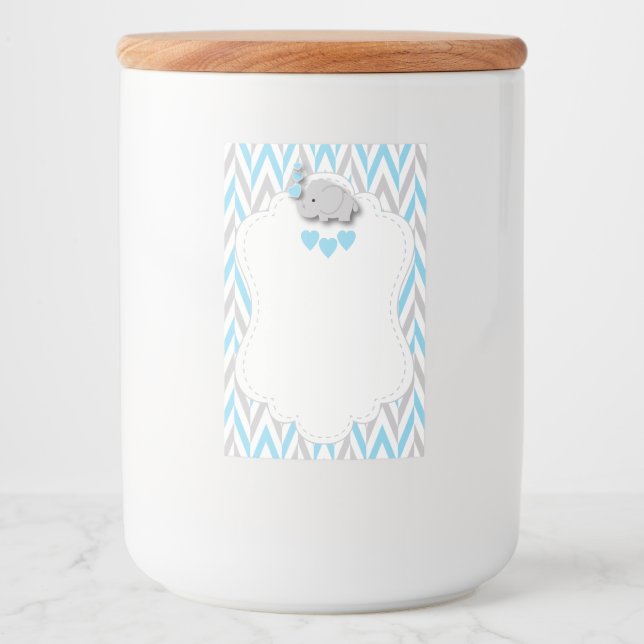 Blue Elephant Baby Shower - Blank Lebensmitteletikett (Vorderseite)