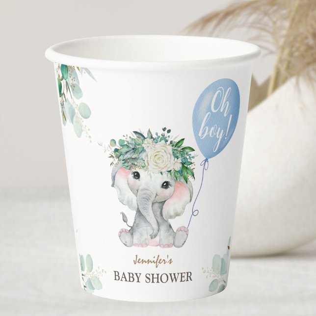 Blue Elephant Baby Shower Boy Paper Pappbecher (Von Creator hochgeladen)