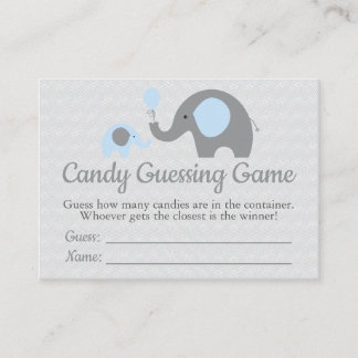 Blue Elephant Baby Shower Candy Guessing Game Visitenkarte