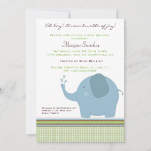 Blue Elephant Baby Shower Einladung