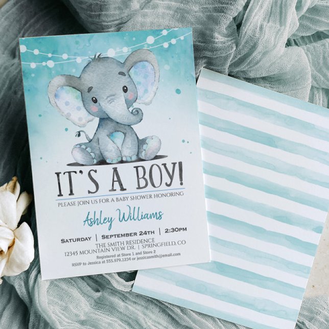 Blue Elephant Baby Shower Einladung, Junge Einladung (Von Creator hochgeladen)