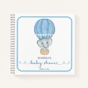 Blue Elephant Baby Shower Guest Book Notizbuch