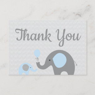 Blue Elephant Baby shower Merci Cartes Appartement