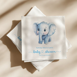 Blue Elephant Baby Shower Napkins - Watercolor Jun Serviette