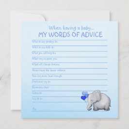 Blue Elephant Baby Shower Worte der Ratschläge für Hinweiskarte