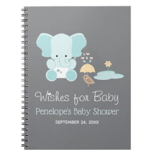 Blue Elephant Baby ShowNotebook Notizblock