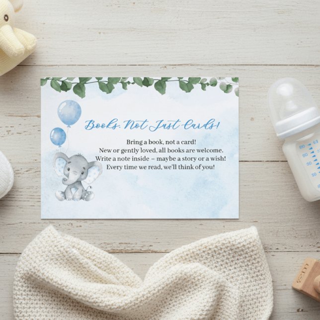 Blue Elephant Books for Baby Shower Card Begleitkarte (Von Creator hochgeladen)