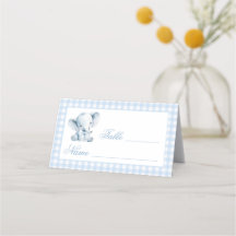 Blue Elephant Bow Baby Boy Tischnummern Zent