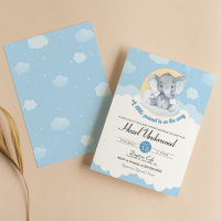 Blue Elephant Boy Baby Dusche Einladung