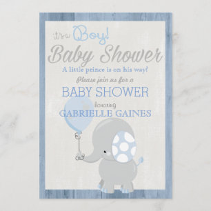 Blue Elephant Boy Baby Dusche Land Einladung