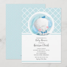 Blue Elephant Boy Baby Shower Einladungen