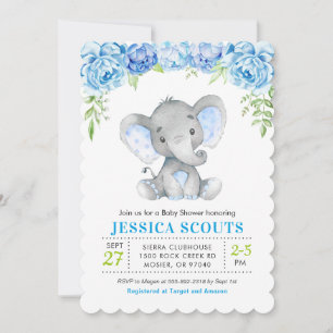 Blue Elephant Boy Baby Shower Sprinkle Einladung