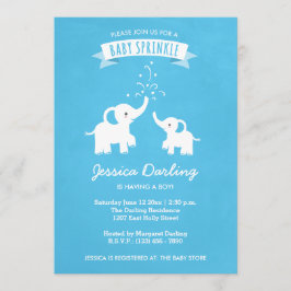 Blue Elephant Boy Baby Sprinkle Shower Invitation
