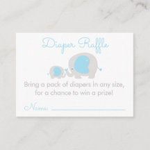 Blue Elephant Boy Diaper Raffle Ticket