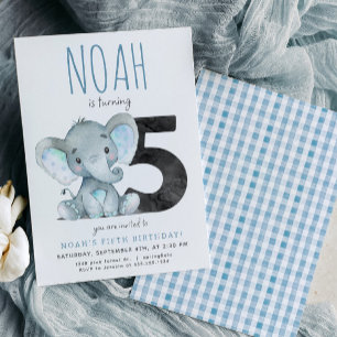 Blue Elephant cinquième anniversaire Invitation