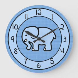 Blue Elephant Clock for Boys Bedroom Große Wanduhr