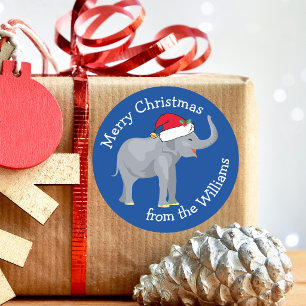 Blue Elephant Funny Custom Weihnachtsgeschenk Runder Aufkleber