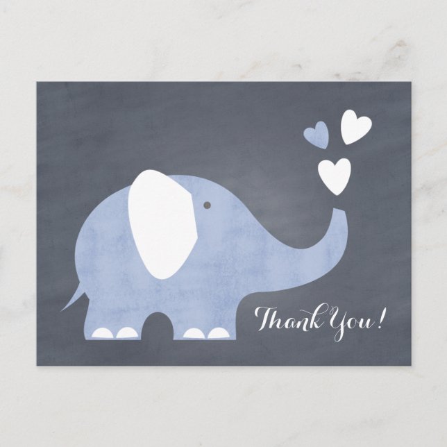 Blue Elephant Heart Postkarte (Vorderseite)